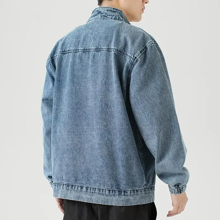 Men's Denim Jacket Biker Aesthetic Zip V Male Jean Coats Motorcycle Designer Winter 2024 Original Menswear New in Joker Fashion