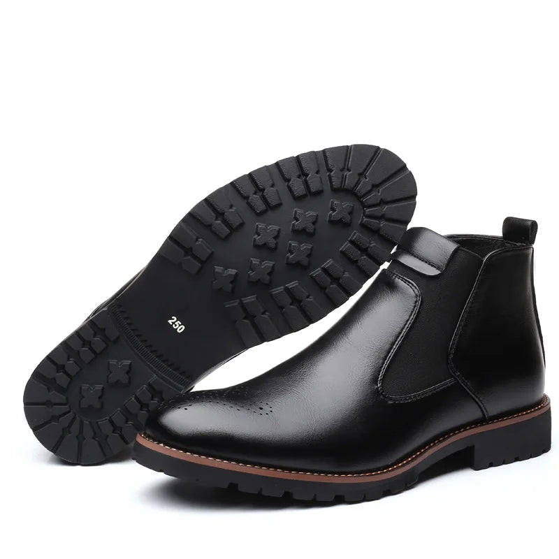 Chelsea Boots Men | Leather Ankle Boots | British Brogue Shoes