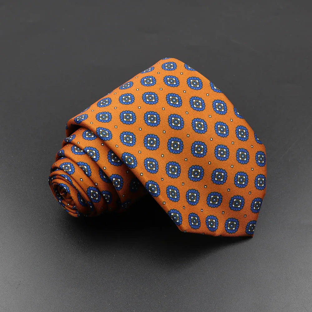Men's Fashion Silk Tie 7. Soft Novelty Tie Blue Green Orange Color Tie