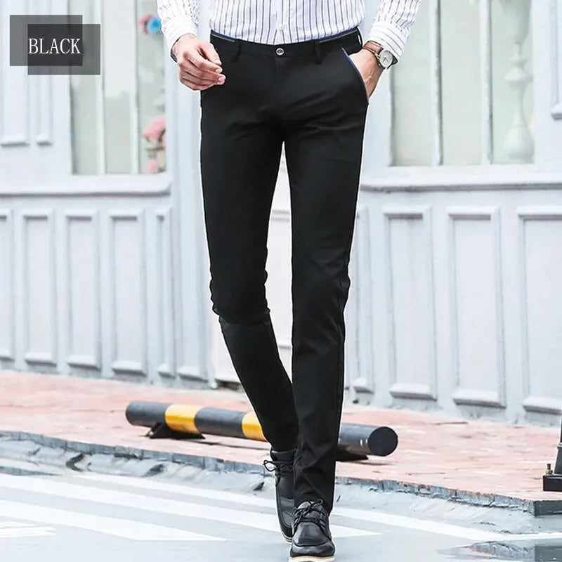 Men's Elastic Straight Pants Business Casual Long Suit Pants Male Form