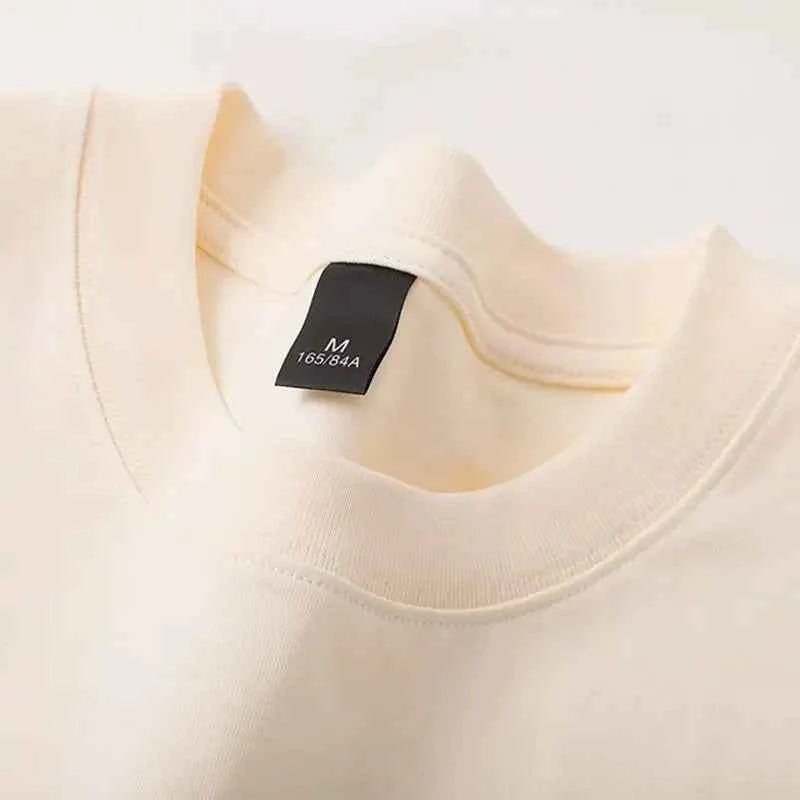 Cotton 600G Heavyweight Pure Cotton Short Sleeved T-shirt for Men and Women Half Sleeved Summer Solid Color Thick Loose T-shirt