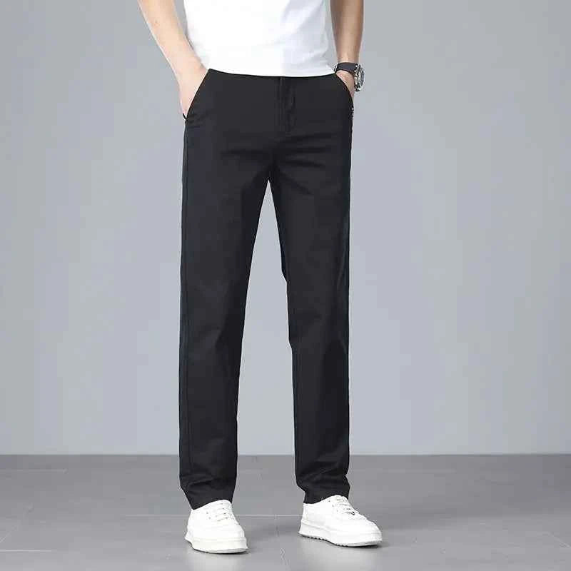 Men's casual pants 2025 New Spring and autumn casual straight business outdoor workwear thick cotton-like long pants
