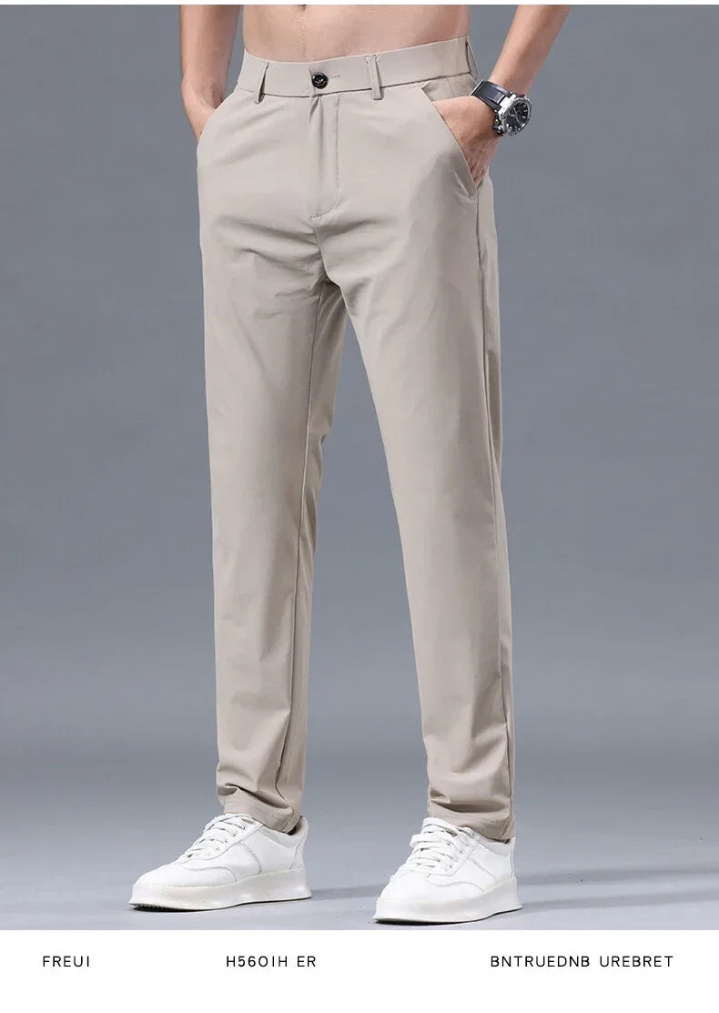 Men's Thin Slim Straight Casual Pants Business Leisure Classic Spring