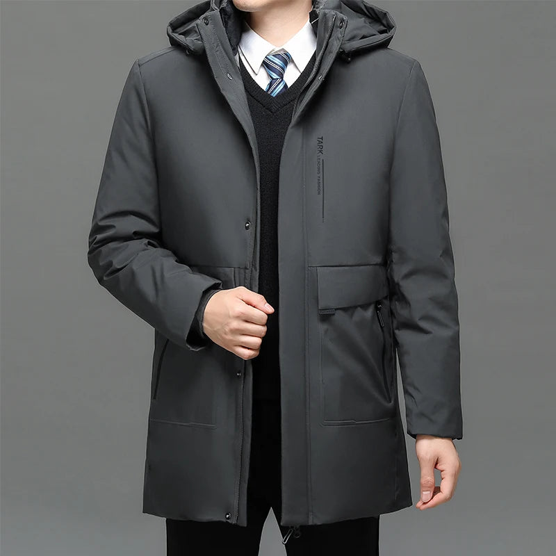 Men's Hooded Jackets Casual Outwear Long Parkas Men New Autumn Winter