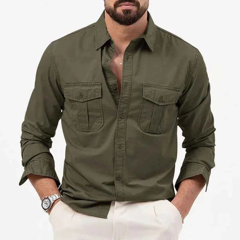 Men Shirt Mens Business Casual Shirts 2020 New Arrival Men Famous Brand Clothing Army Green Long Sleeve Camisa Masculina