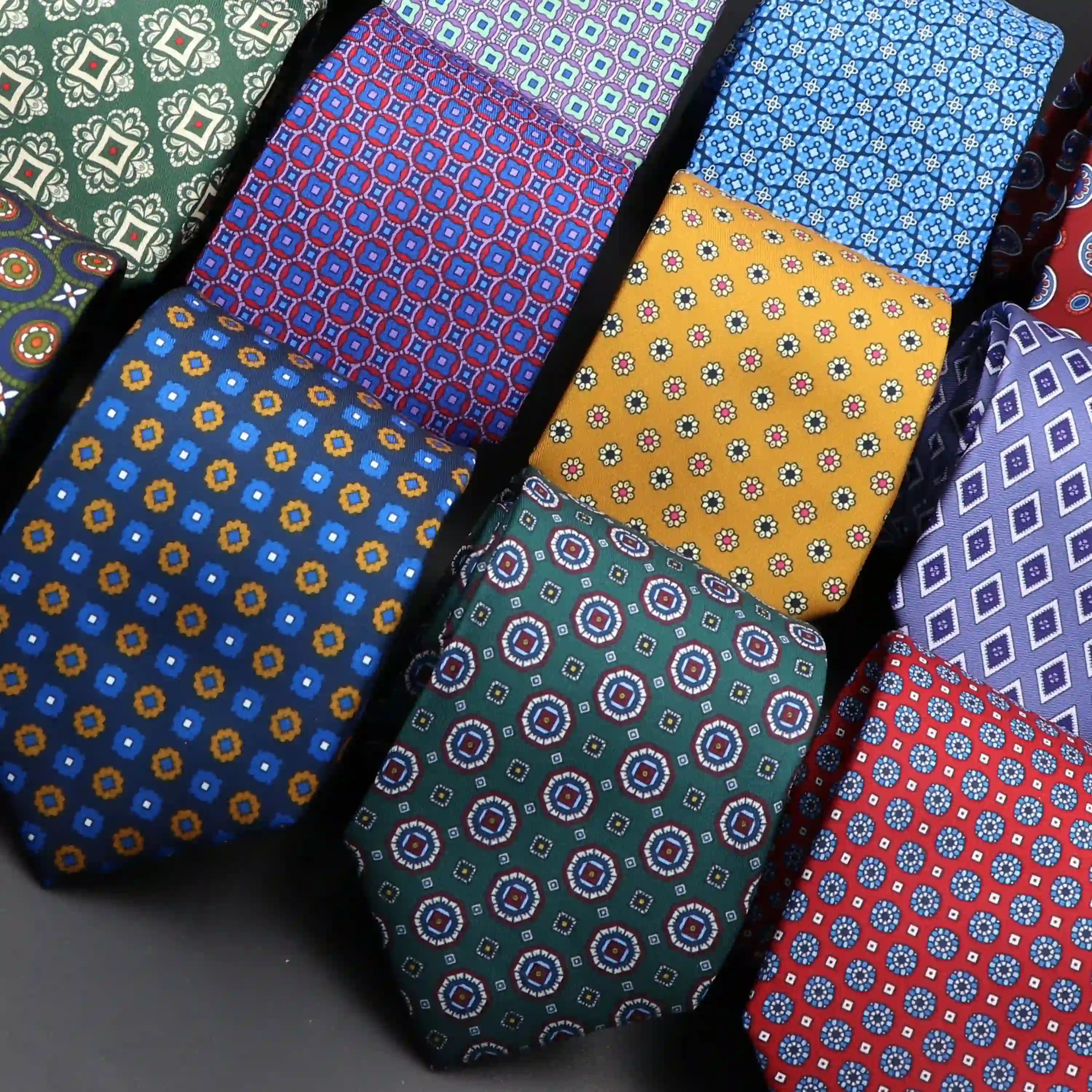 Men's Fashion Silk Tie 7. Soft Novelty Tie Blue Green Orange Color Tie