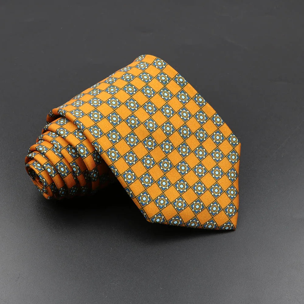 Men's Fashion Silk Tie 7. Soft Novelty Tie Blue Green Orange Color Tie