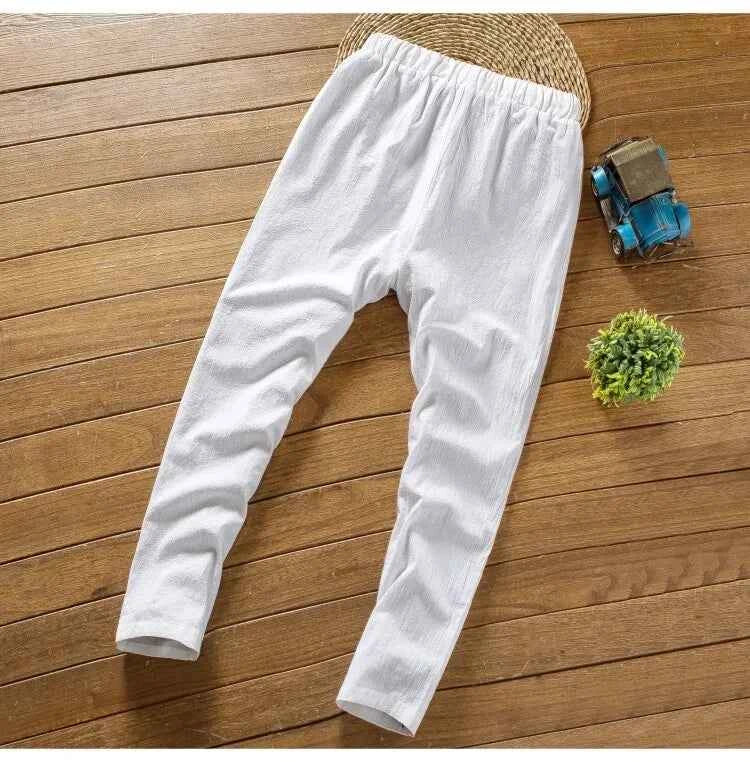 men's casual shirts (Shirt + trousers) 2025 summer men shirt Man Cotton and linen shirts Short sleeve men A set of clothes M-5XL