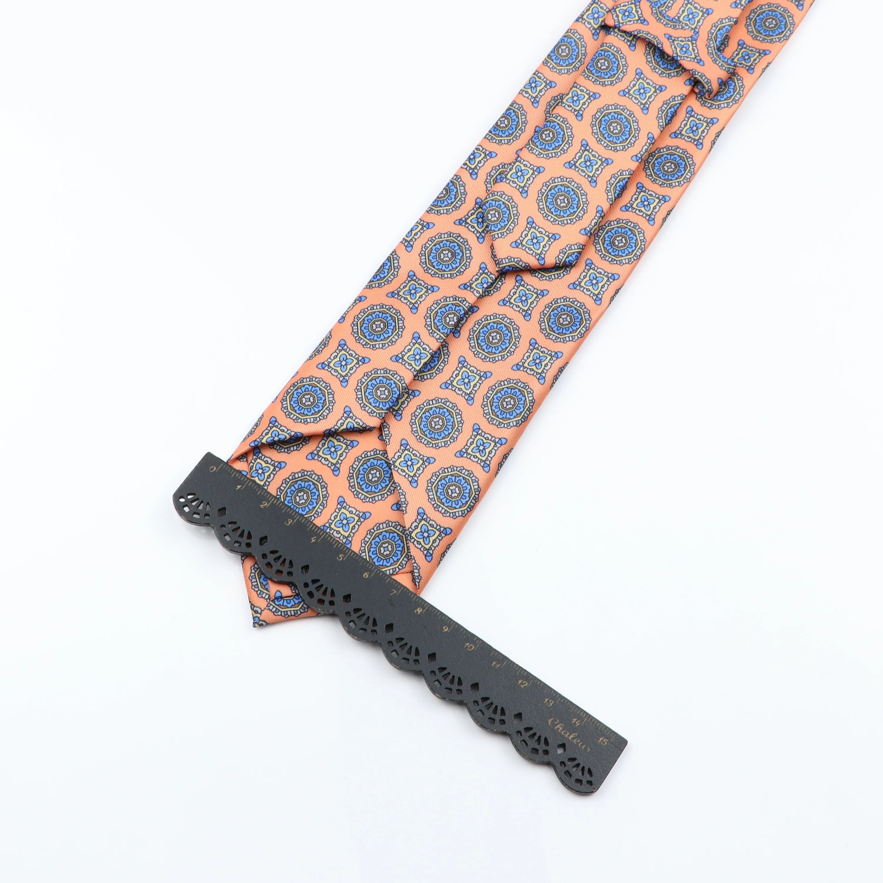Men's Fashion Silk Tie 7. Soft Novelty Tie Blue Green Orange Color Tie