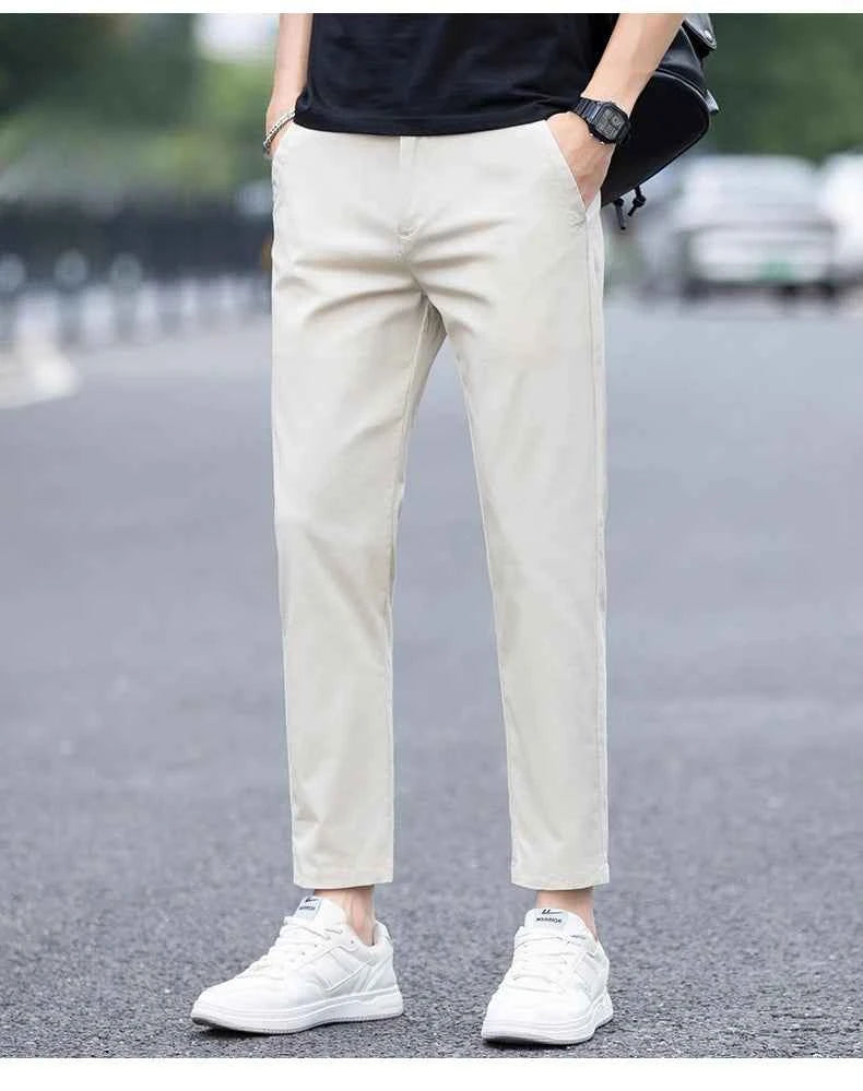 Mens Clothes Spring Summer Thin Casual Pants Men Slim Fashion Stretch Business Korean Trousers Social Leisure Ankle Length Pants