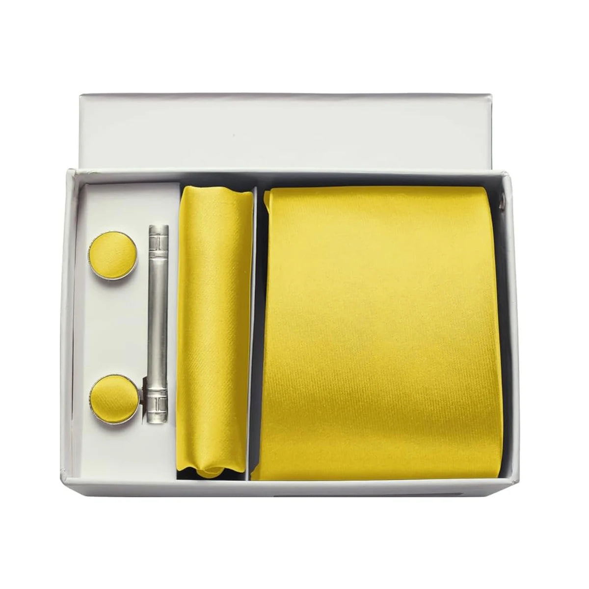 Herrslips 8 cm Enfärgad Röd Blå Slips Näsduk Manschettknappar Presentask Set Formella Slipsar För Herr Arbetsplats Affär Bröllopspresent