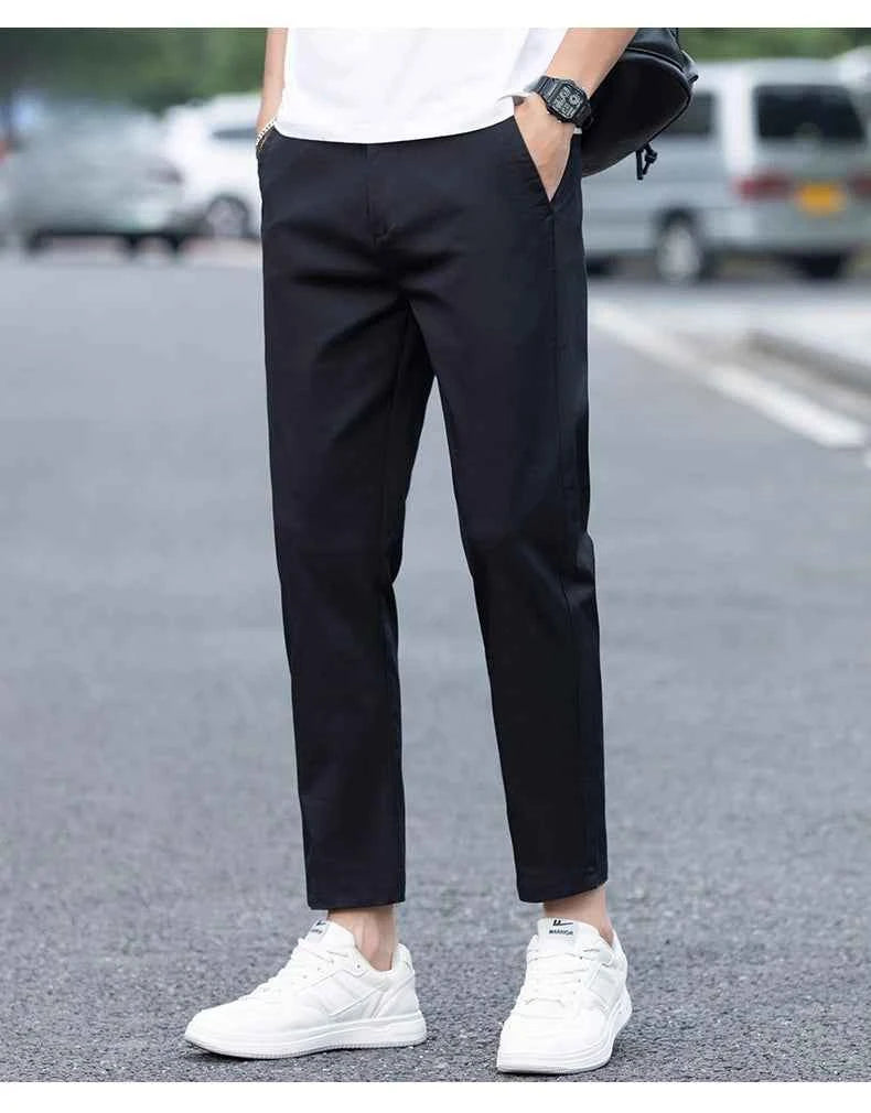 Mens Clothes Spring Summer Thin Casual Pants Men Slim Fashion Stretch Business Korean Trousers Social Leisure Ankle Length Pants