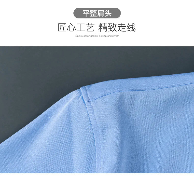 Men's short-sleeved shirt Business casual tooling solid color high-qua