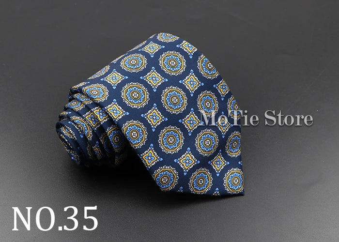 Men's Fashion Silk Tie 7. Soft Novelty Tie Blue Green Orange Color Tie