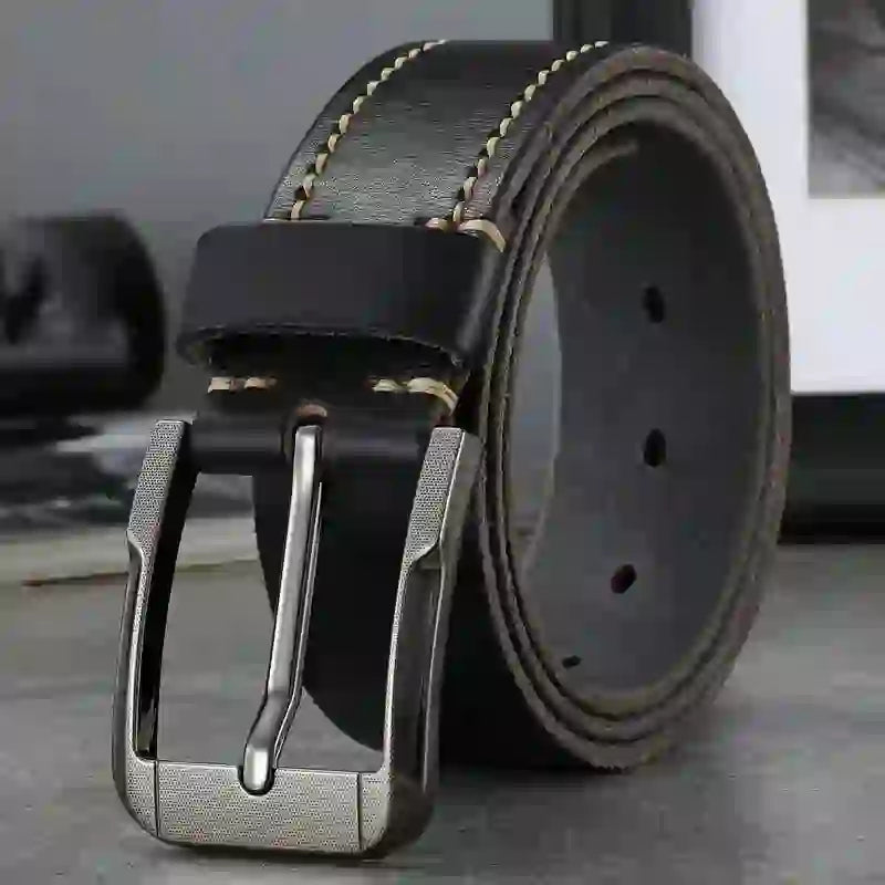 Belt men's genuine leather pin buckle men's leather belt business midd