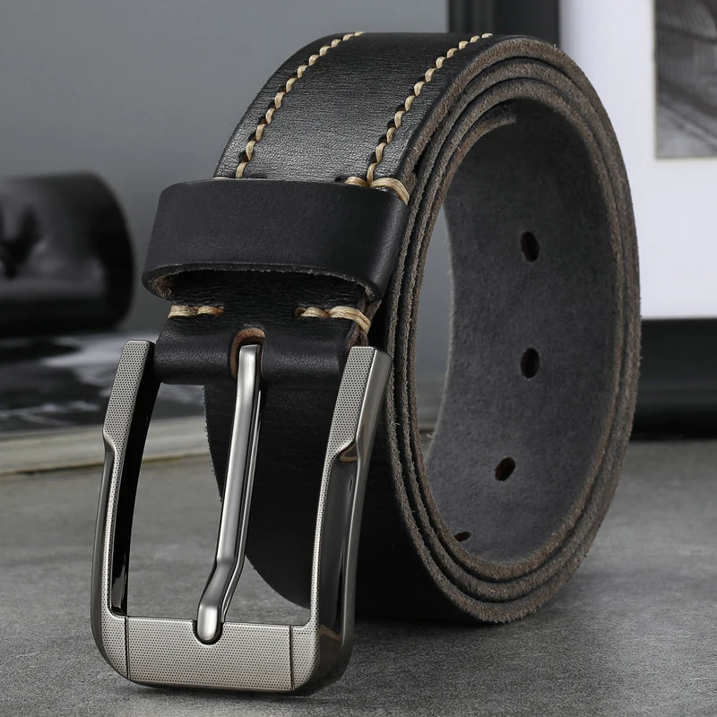 Men’s Leather Belt | Pin Buckle Belt | Genuine Cowhide
