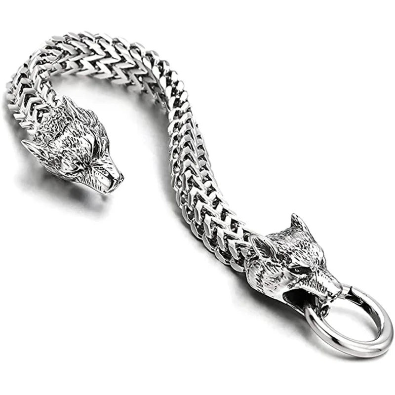 Stainless Steel Bracelet | Men’s Wolf Head Jewelry