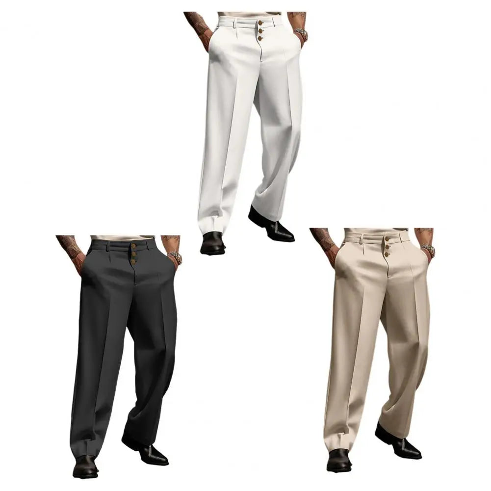 Men Suit Pants Elegant Men's Business Suit Pants with Straight Loose F
