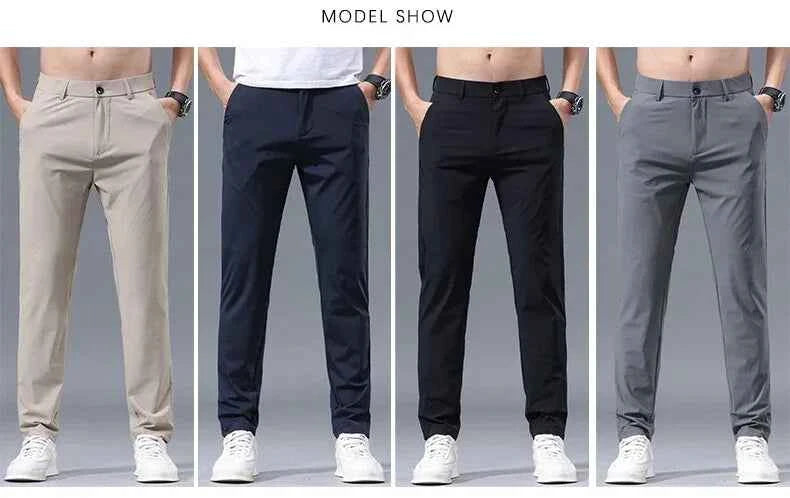 Men's Thin Slim Straight Casual Pants Business Leisure Classic Spring Summer Trousers Brand Clothing Elasticity Male Pants