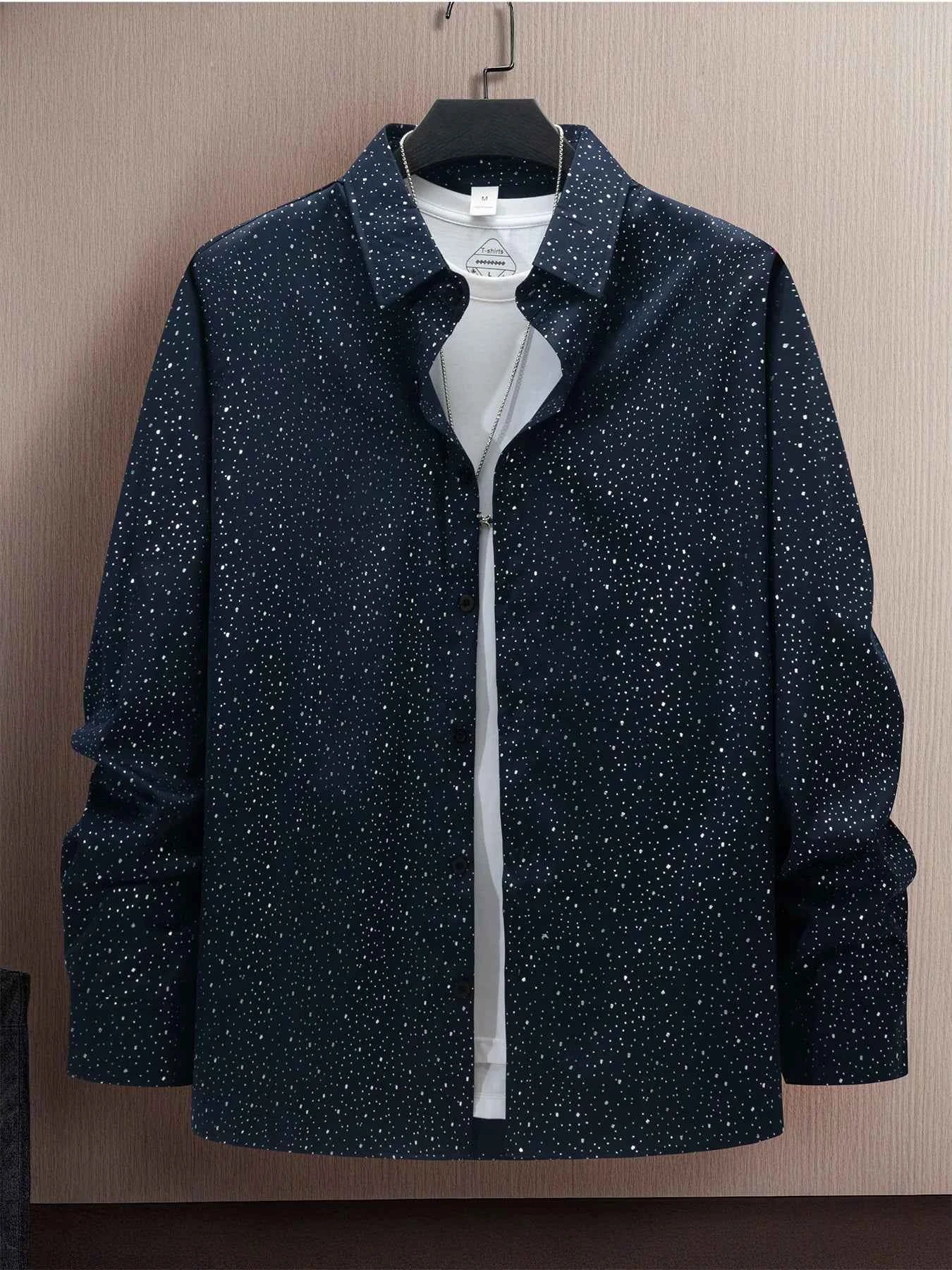 European and American men's shirts - Trendy sport and casual fashion - Decorated with gold printing - Casual wear style - Long s