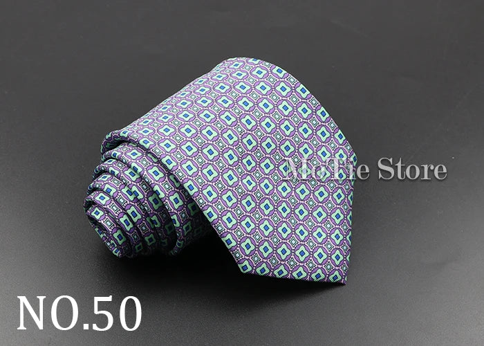 Men's Fashion Silk Tie 7. Soft Novelty Tie Blue Green Orange Color Tie
