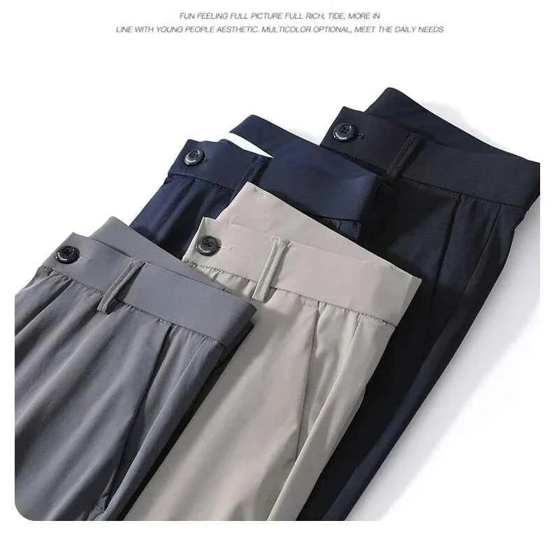 Men's Thin Slim Straight Casual Pants Business Leisure Classic Spring Summer Trousers Brand Clothing Elasticity Male Pants