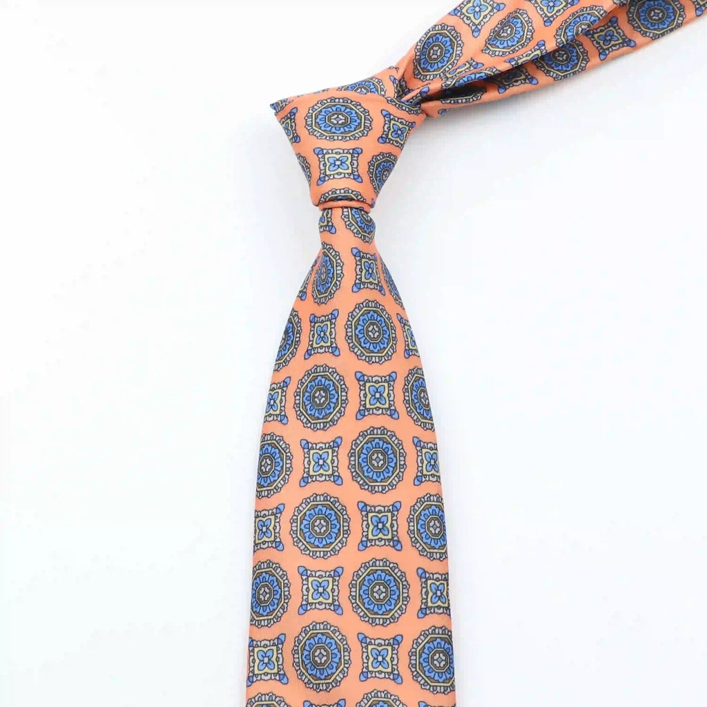 Men's Fashion Silk Tie 7. Soft Novelty Tie Blue Green Orange Color Tie