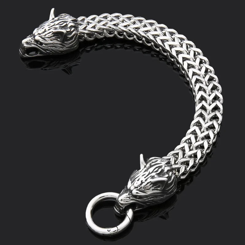 Stainless Steel Bracelet | Men’s Wolf Head Jewelry