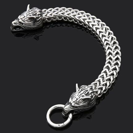 Stainless Steel Bracelet | Men’s Wolf Head Jewelry