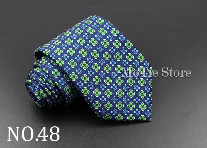 Men's Fashion Silk Tie 7. Soft Novelty Tie Blue Green Orange Color Tie