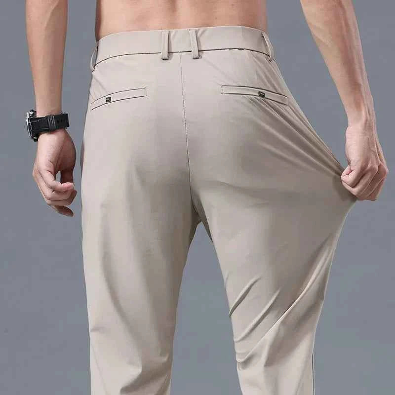 Men's Thin Slim Straight Casual Pants Business Leisure Classic Spring Summer Trousers Brand Clothing Elasticity Male Pants