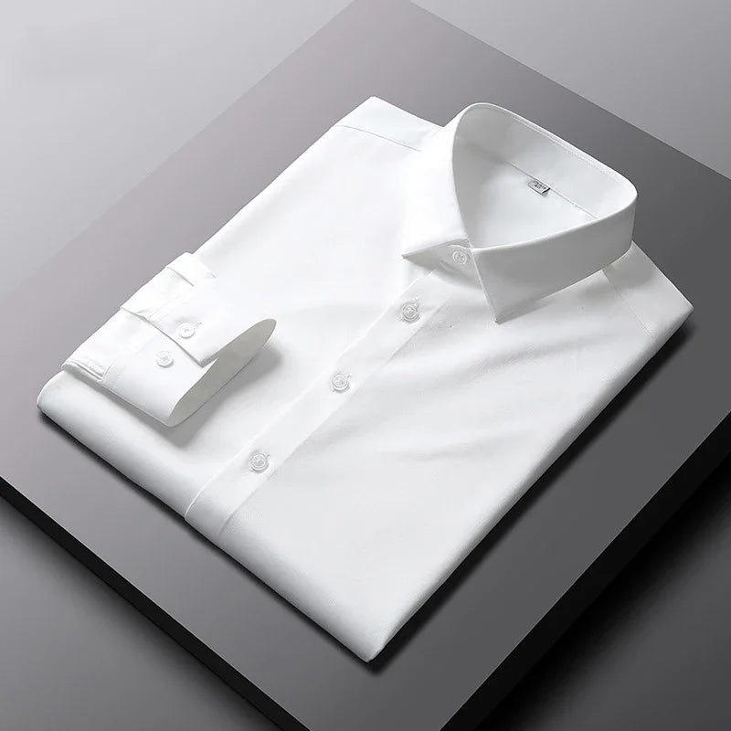 Men's Casual and Fashionable Long Sleeved Solid Color Shirt Non Ironin