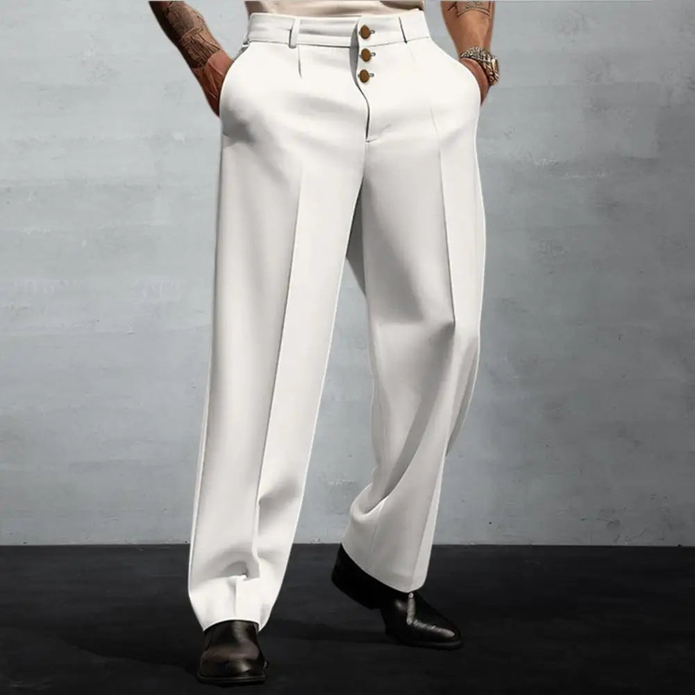 Men Suit Pants Elegant Men's Business Suit Pants with Straight Loose F