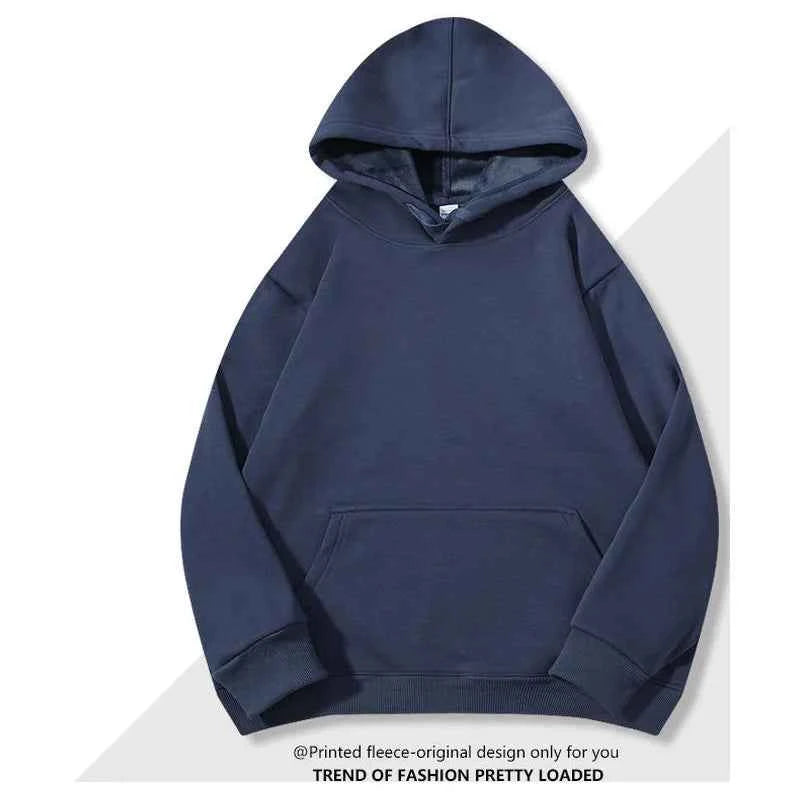 Oversized Basic Hoodie Men 450g Fleece thicken Loose Solid Unisex Autumn Winter Warm Women Sweatshirts Hooded Pullovers Male Top