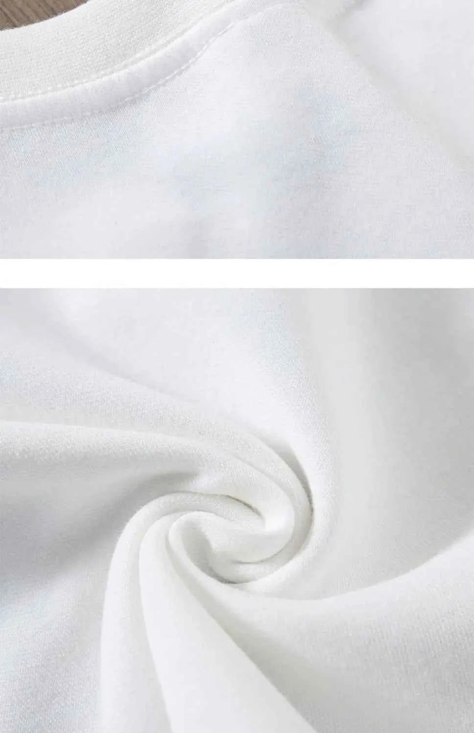 Black White GSM 500g Heavy-duty Pure Cotton T-shirt Thickened Threaded Round Neck Short Sleeves Three Needle Half Sleeve Tees