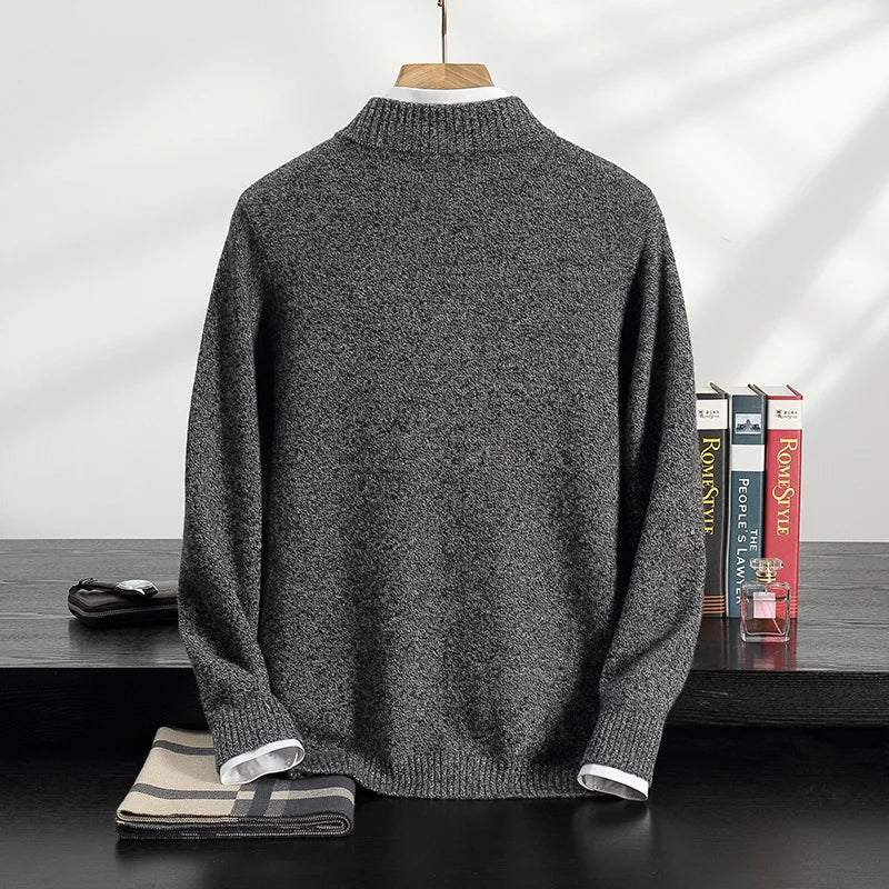 Cashmere Sweater Men | Mock Neck Zipper Cardigan | Winter Knitwear