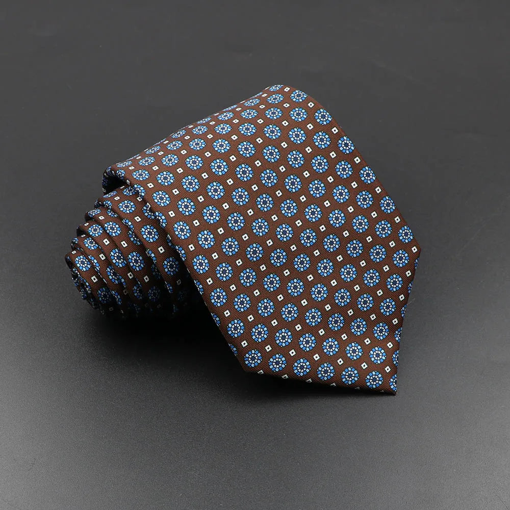 Men's Fashion Silk Tie 7. Soft Novelty Tie Blue Green Orange Color Tie