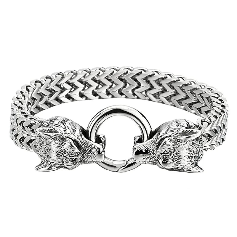 Stainless Steel Bracelet | Men’s Wolf Head Jewelry