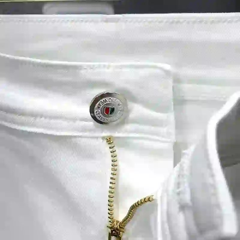 Brand Clothing 98% Cotton Slim Men's Jeans Straight Fashion Stretch Lu