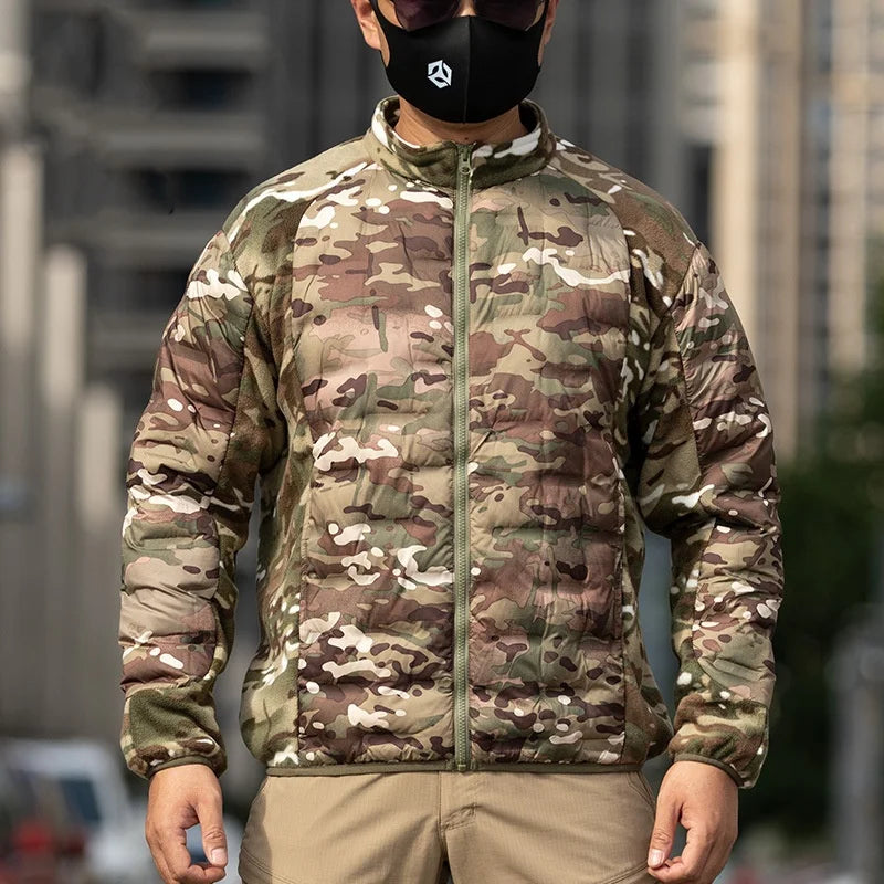 Men Winter Tactical Fleece Jacket Multi-pockets Windproof Warm Sports Coat Cotton Fleeced Clothing Outdoor Hiking Heating Jacket