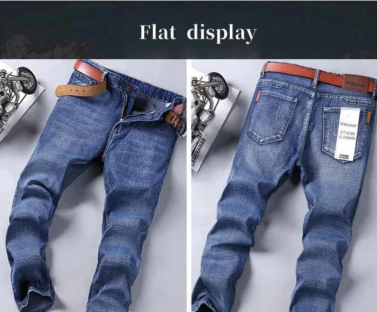 2025 Men’s High-Quality Denim Pants Spring Casual Business Straight Fit Loose Elasticated Mens Pants for Daily Wear Office Wor
