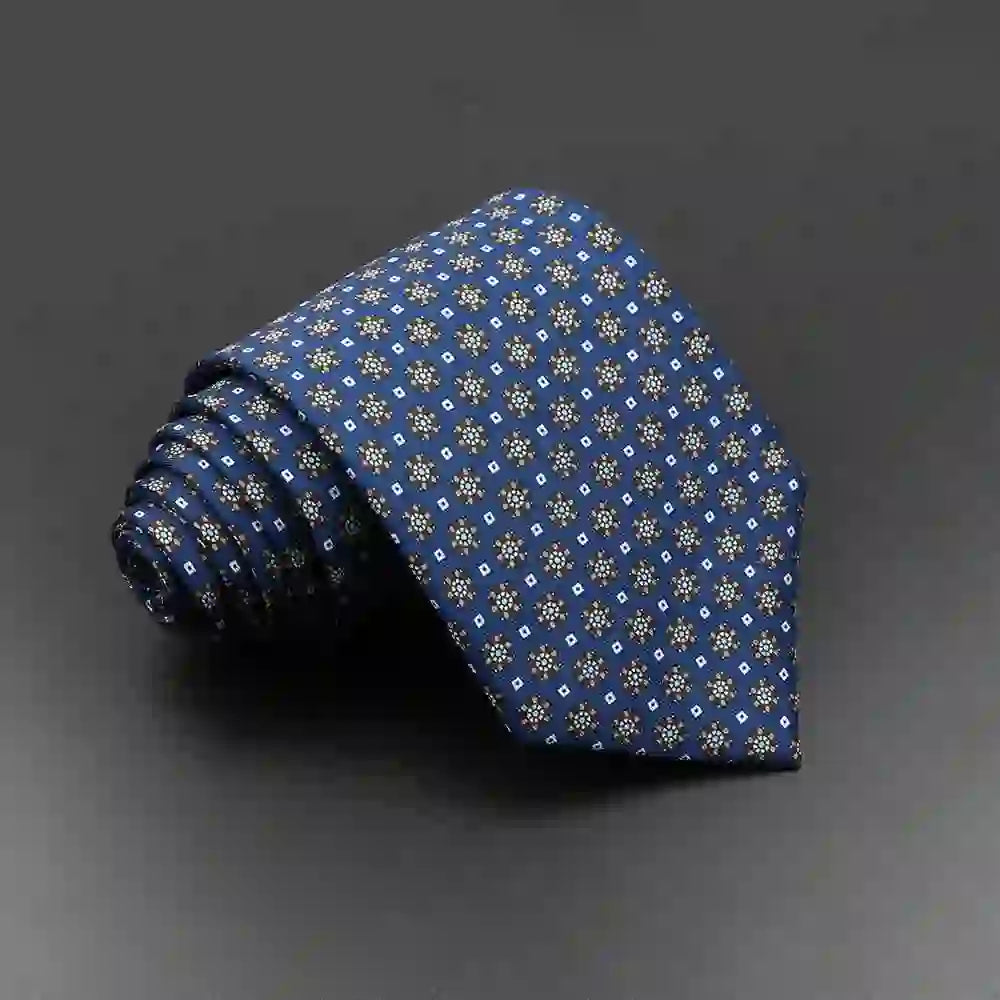 Men's Fashion Silk Tie 7. Soft Novelty Tie Blue Green Orange Color Tie