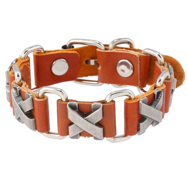Leather Bracelet Men | Punk Rock Accessories | Unisex Fashion Jewelry