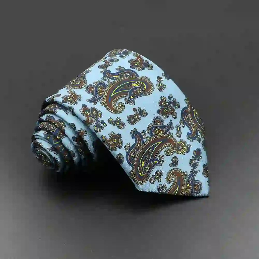 Men's Fashion Silk Tie 7. Soft Novelty Tie Blue Green Orange Color Tie