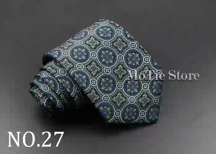Men's Fashion Silk Tie 7. Soft Novelty Tie Blue Green Orange Color Tie
