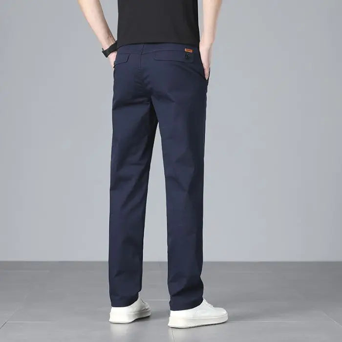 Men's casual pants 2025 New Spring and autumn casual straight business outdoor workwear thick cotton-like long pants