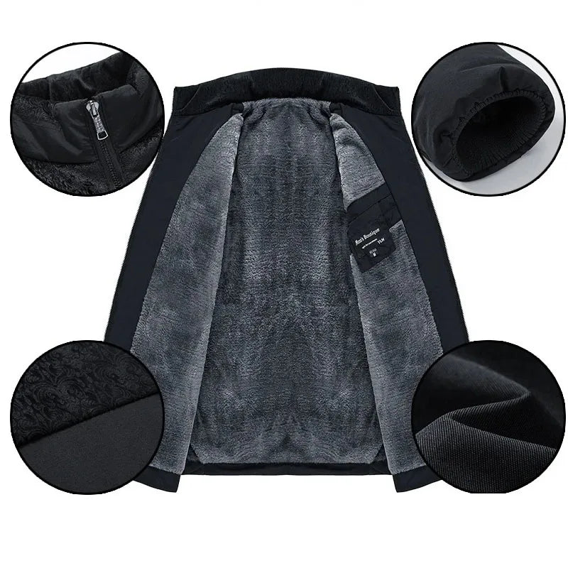 Pufferjacka Herr Plyschig Förtjockad Parkas Stand Collar Jacka Herr C