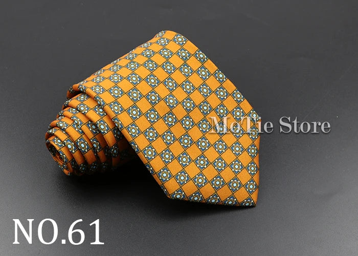 Men's Fashion Silk Tie 7. Soft Novelty Tie Blue Green Orange Color Tie