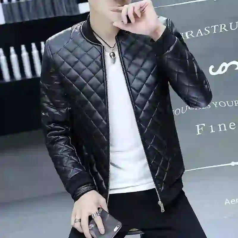 Mens Biker Clothes Slim Fit Casual Leather Jackets Trendy Mens Jackets Fashion Brand Vintage Leather Coats Men's Motorcycle Coat