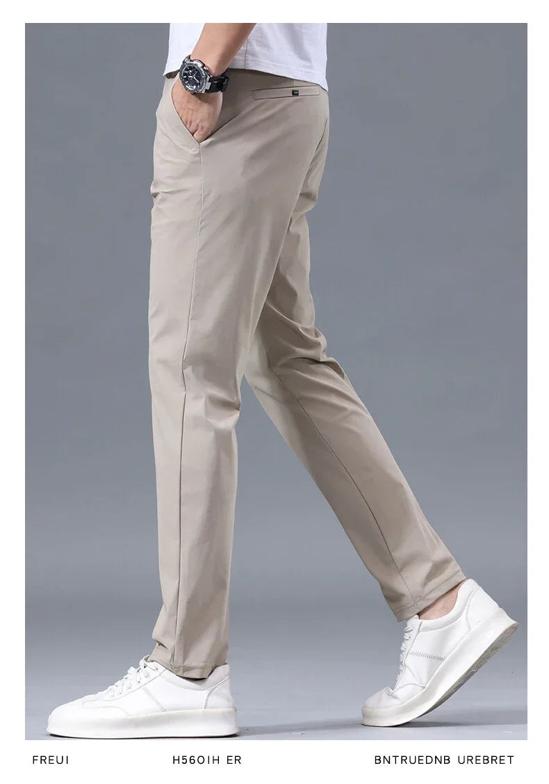 Men's Thin Slim Straight Casual Pants Business Leisure Classic Spring
